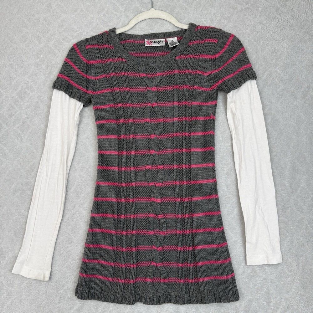 Y2K Energie Cable Knit Sweater Jrs Med Faux Long Sleeve Tee Bella Swan Mallcore